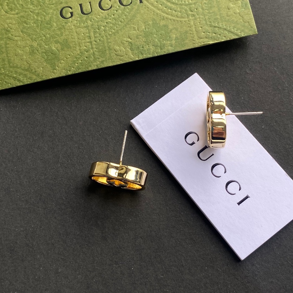 Bông Tai Gucci Bằng Thép Titan Hình Logo GG Đôi Thời Trang Cho Nữ