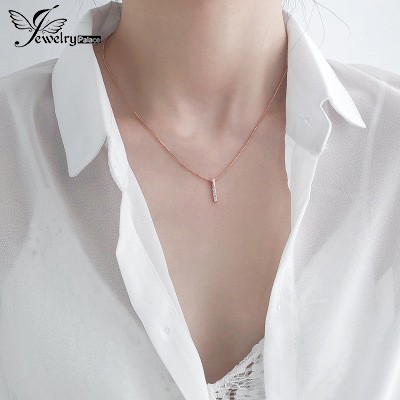 Bạc 925 Vòng cổ trang sức thời trang pha lê đơn giản cho nữ
