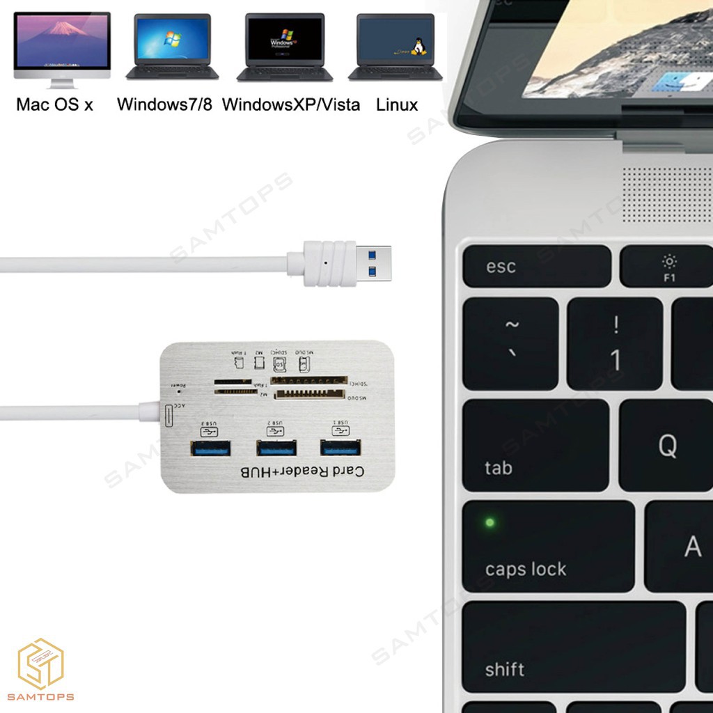 Bộ Chia 3 Cổng Usb 3.0 Hub 2.0 Cho Pc/Tf