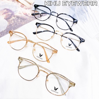 Gọng kim loại dáng vuông bầu cắt vành có chống ánh sáng xanh 9225 - Kihu eyewear