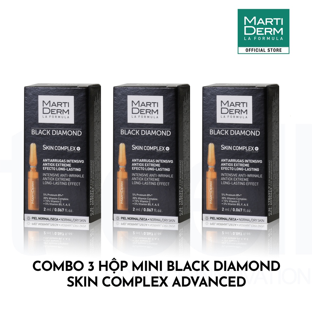 Combo 3 Mini Ampoule Chống Oxy Hoá & Làm Sáng Da MartiDerm Black Diamond Skin Complex Advanced (3 ống x 2ml)