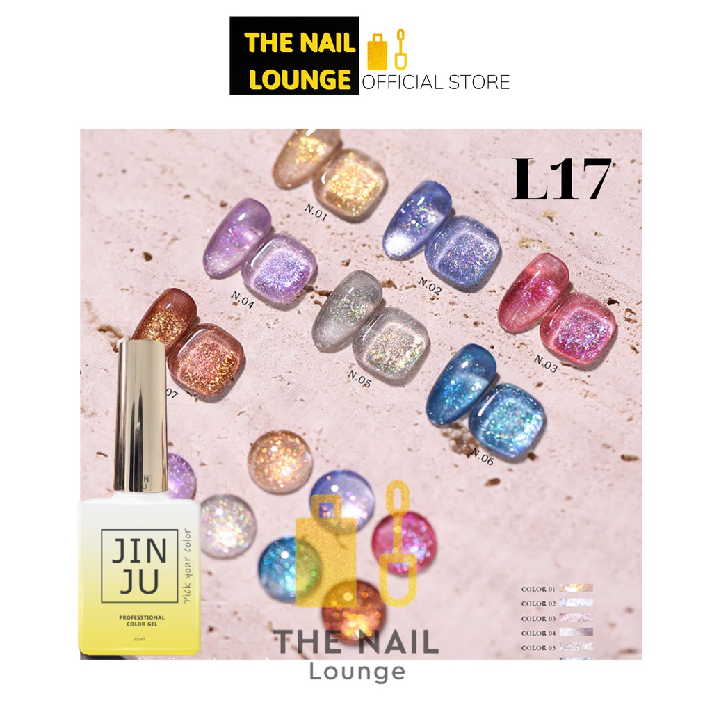 Sơn gel JINJU mắt mèo L17 nhũ kim cương chai 15ml chính hãng