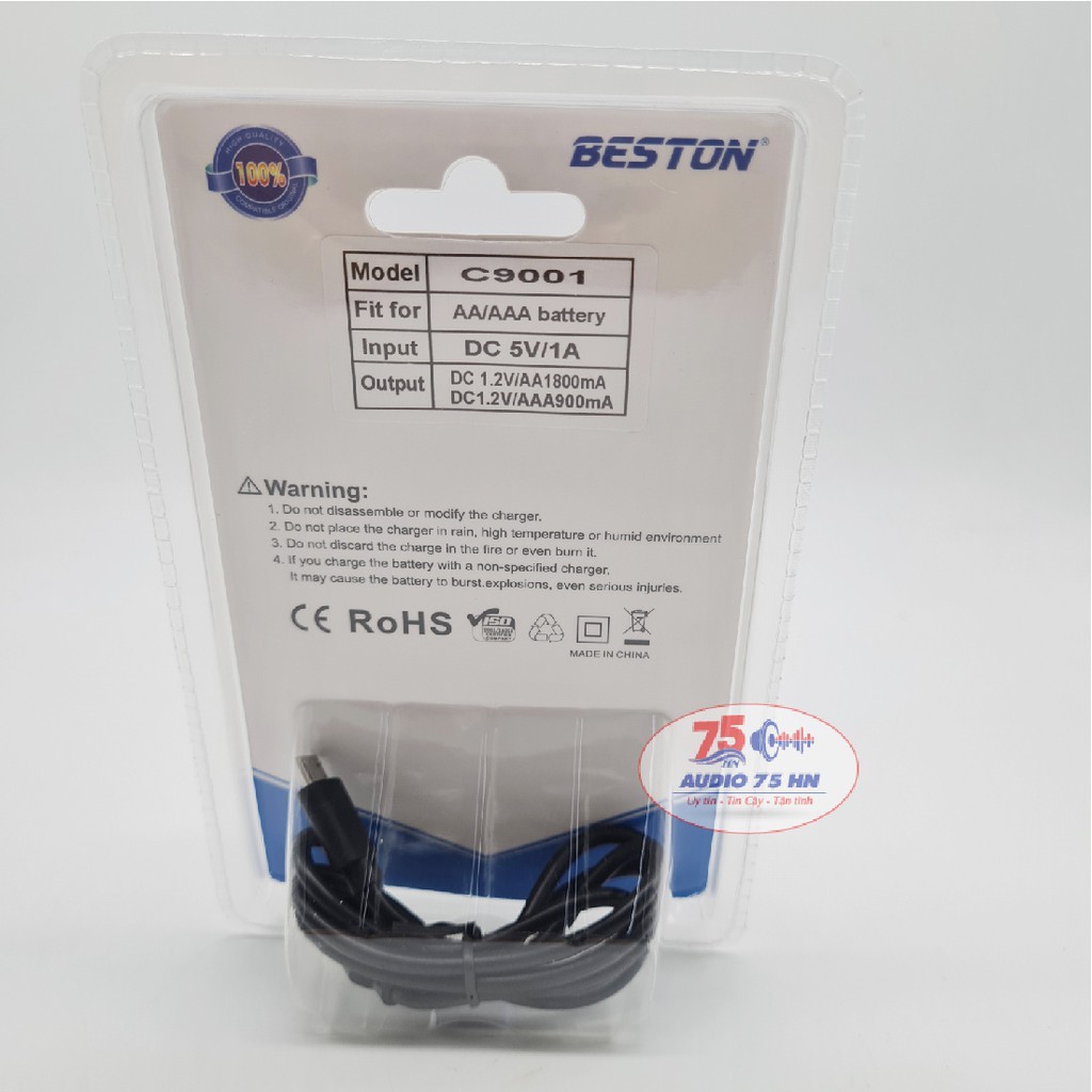 Bộ sạc pin đa năng AA/AAA Beston C9001 sạc nhanh có màn LCD báo dung lượng pin - Có bán kèm pin sạc Beston