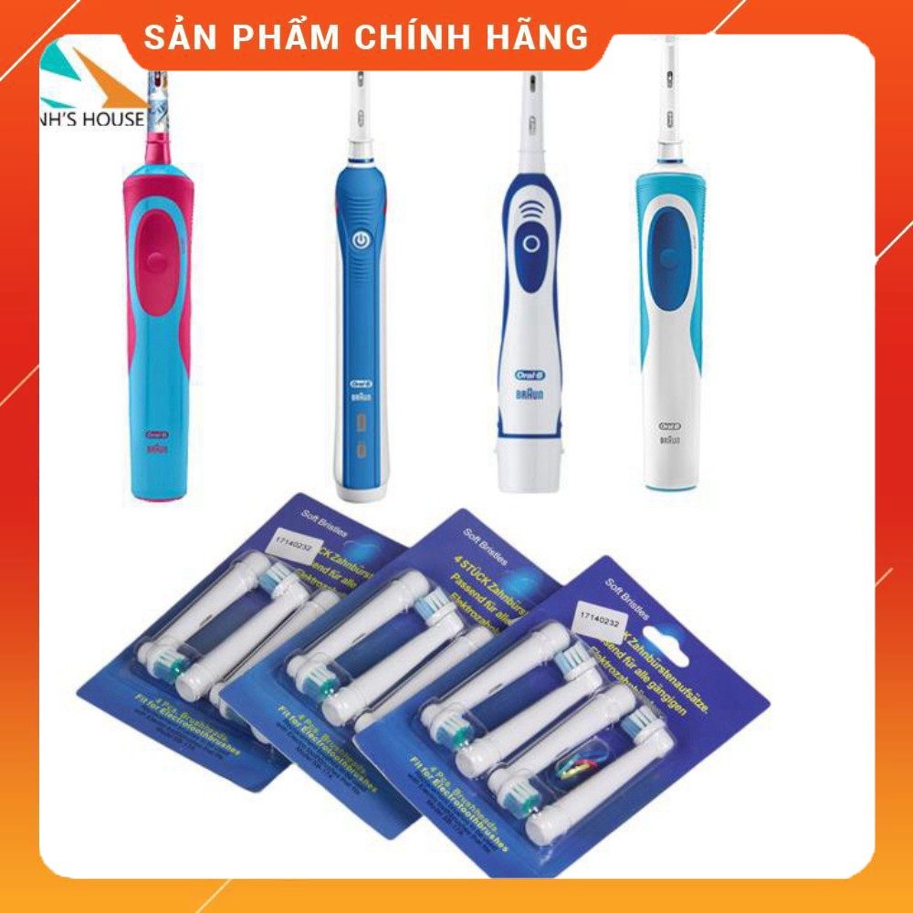 Set 4 đầu bàn chải thay thế cho máy đánh răng điện Braun Oral B