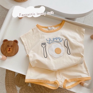 Set Đồ Mùa Hè 2 Món Gồm Áo Dáng Rộng + Quần Short In Hoạt Hình Phong Cách Hàn Quốc Cho Bé Sơ Sinh