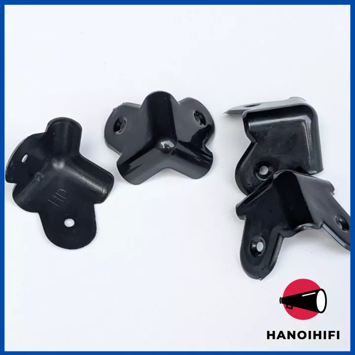 Bộ 4 miếng bảo vệ góc loa chất liệu nhựa, kim loại màu đen cho loa, bảo vệ tranh va đập cho loa