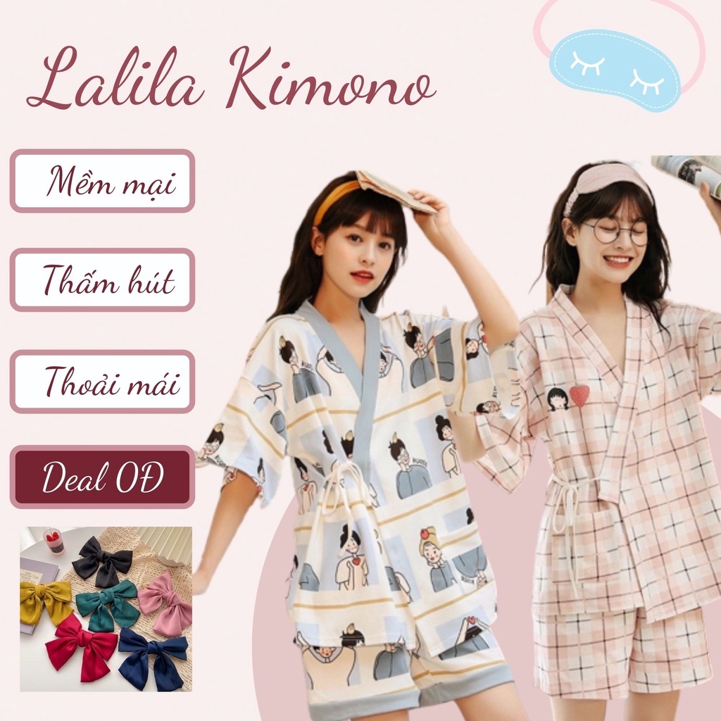 Bộ Đồ Mặc Nhà Ngủ Nữ LALILA Kimono Phong Cách Nhật Bản Dễ Thương