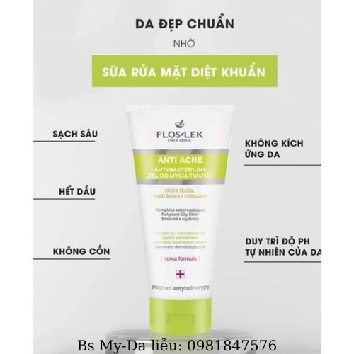 Sữa Rửa Mặt Cho Da Dầu Mụn CHÍNH HÃNG Anti Acne Face Cleansing Gel Floslek 125ml-200ml | BigBuy360 - bigbuy360.vn