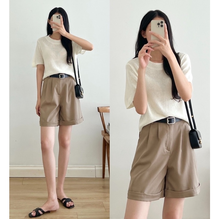 Áo len mỏng cộc tay cổ tròn_A0599