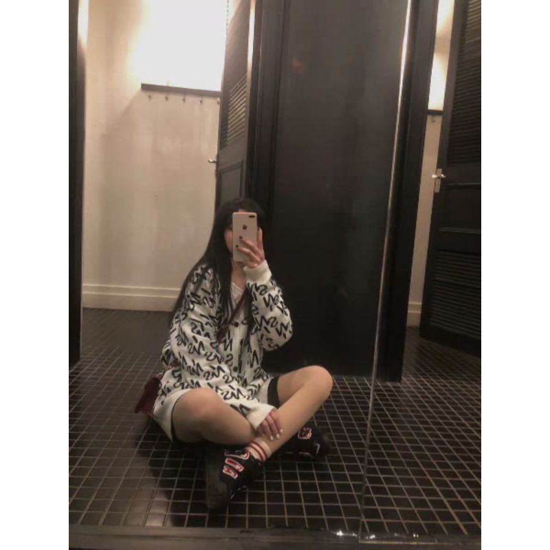 Áo khoác len Cardigan nam nữ cổ chữ v logo hoạ tiết monogram INSstudios chính hãng