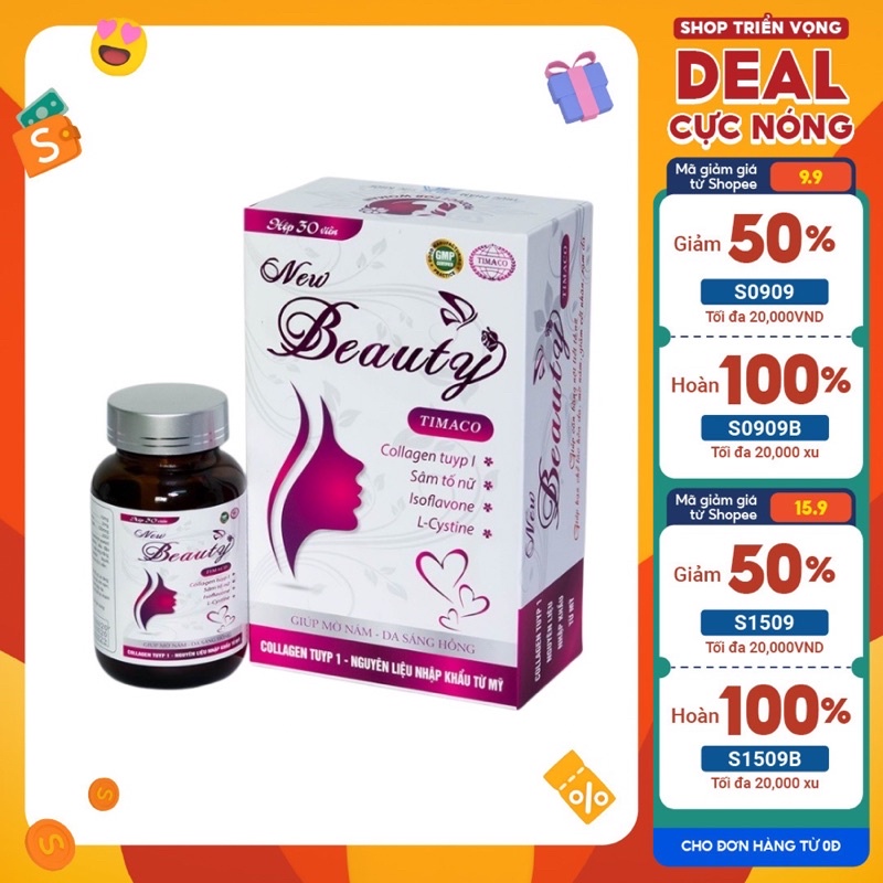 Viên uống dưỡng da cao cấp New Beauty Timaco - mờ nám sáng da [ Hộp 30 viên - Chính Hãng ]