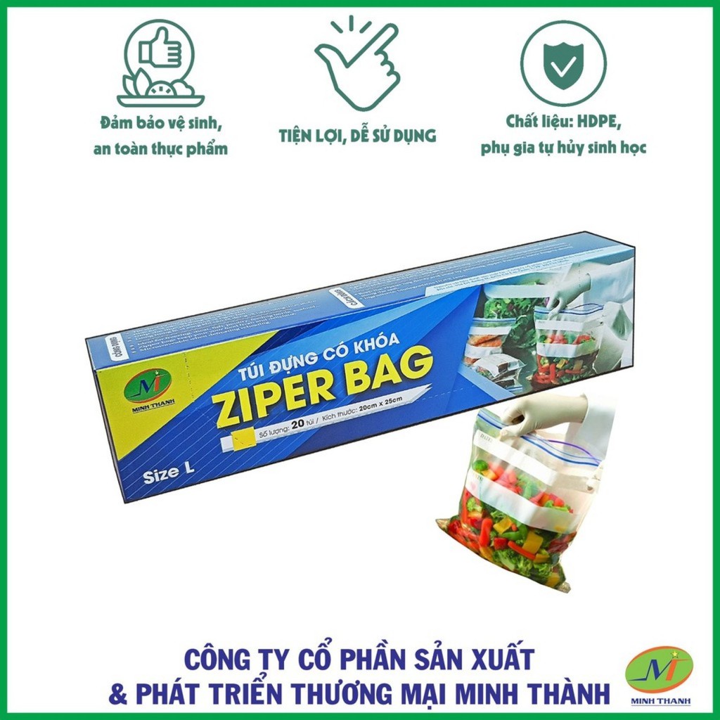 Túi nhựa có khóa Zipper L 20cm x 25cm x 20 túi (túi zip)