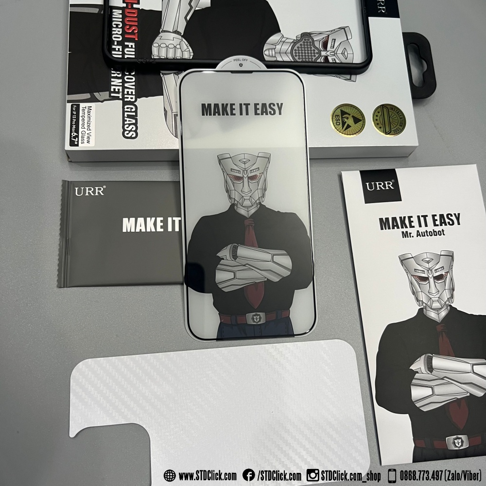 KÍNH CƯỜNG LỰC IPHONE 13 - 13 PRO - 13 PRO MAX URR AUTOBOT ANTI DUST CÓ MÀNG LOA CHÍNH HÃNG