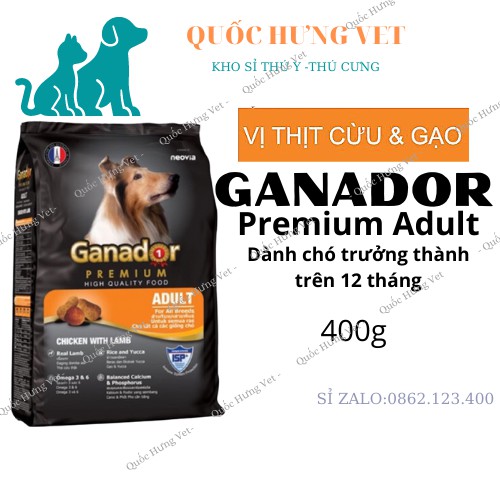 Thức Ăn Hạt Khô Ganador Cho Chó Con, Chó Lớn 400g-QUỐC HƯNG VET