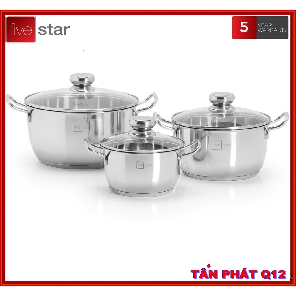 BỘ 3 NỒI INOX 3 ĐÁY FIVESTAR BẢO HÀNH 5 NĂM