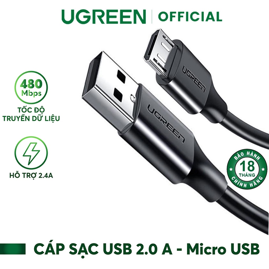 Cáp Sạc Nhanh Cổng Micro USB Hỗ Trợ 3A*5V 15W US289 Ugreen Chính Hãng