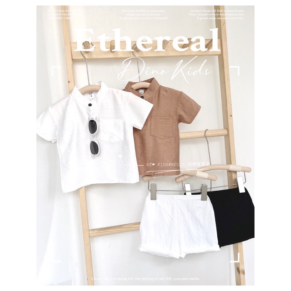 Bộ quần áo bé trai cổ đức kiểu dáng Hàn Quốc, set bộ đũi xước cổ tàu chất vải xịn sò mát mẻ cho bé