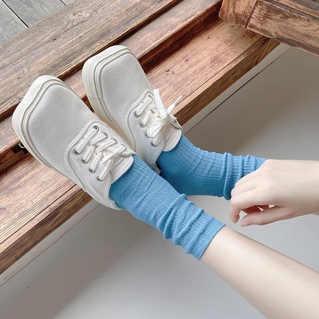 Tất Vớ Cao Cổ Tone Xanh Sọc Dọc Đơn Giản Thời Trang Nhật Bản