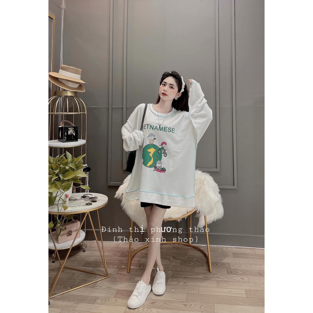 [FREESHIP 50K] Áo Nỉ Sweater Chỉ Nổi In Việt Nam 🇻🇳 Áo Nỉ Cổ Tròn Form Rộng Tay Bồng Unisex(kèm ảnh thật) | BigBuy360 - bigbuy360.vn