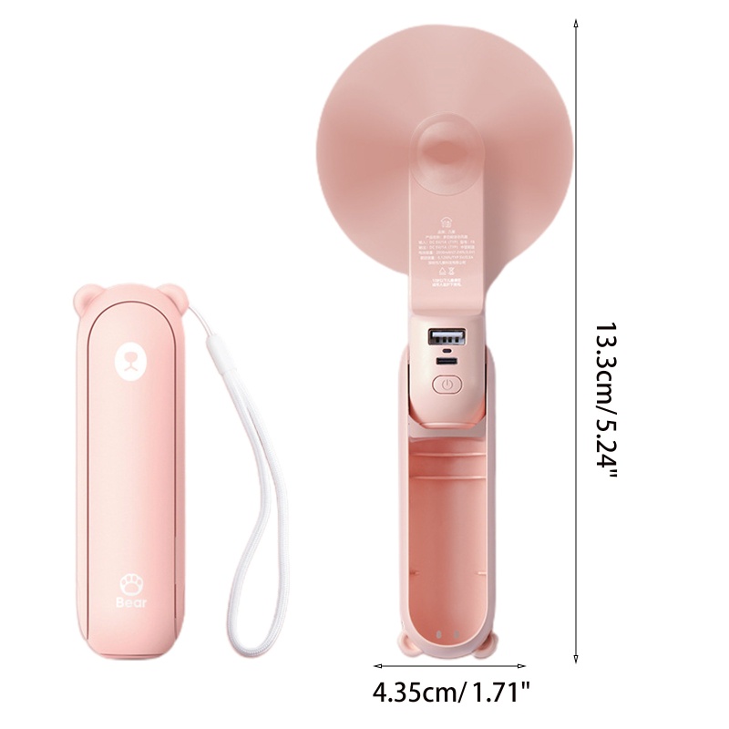 Quạt Mini Cầm Tay Sạc Cổng Type-C Có Thể Gấp Gọn Tiện Dụng Và Bền