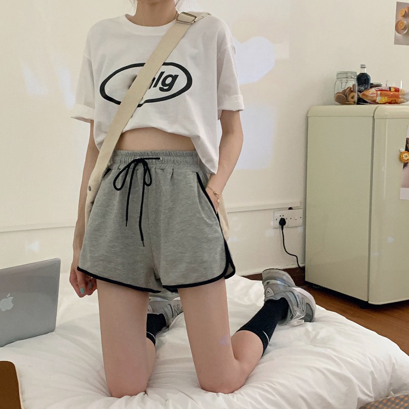 Quần short thể thao IELGY lưng cao ống rộng thời trang mùa hè cho nữ