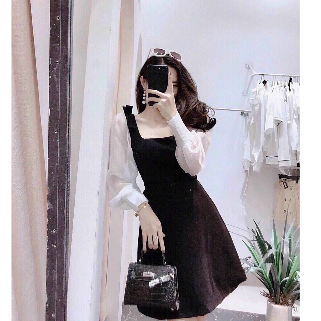 Đầm Dự Tiệc Cổ Vuông Tay Dài Tay Phối Voan Đi Tiệc Cưới, Dạo Phố Cà Phê Xinh Yêu, Đẹp Cao Cấp Dành Cho Nữ | BigBuy360 - bigbuy360.vn