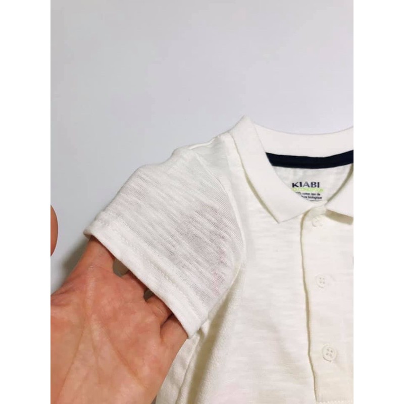 Áo Polo Cộc Tay bé trai màu trắng ngà