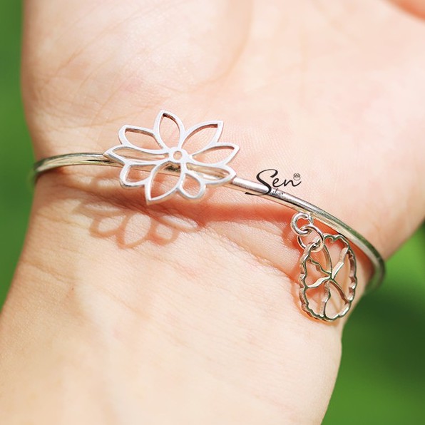 Vòng tay hoa lá sen freesize bạc 925 Senyda Jewelry VT003