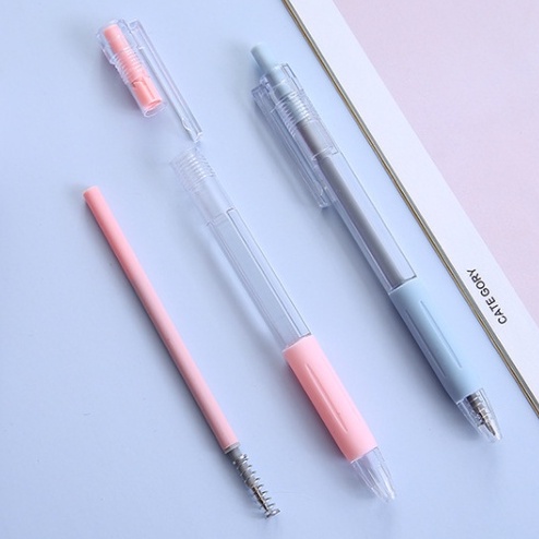 Bút bi bấm, bút gel bấm mực đen ngòi 0.5mm vỏ màu pastel trong suốt cute