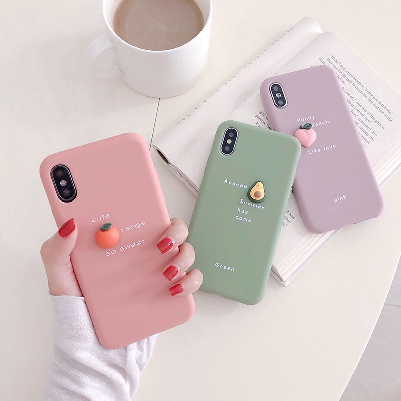 Ốp lưng iphone trái cây tí hon trơn 5/5s/6/6plus/6s/6splus/7/7plus/8/8plus/x/xr/xs/11/12/pro/max/plus/promax - Awifi E1-