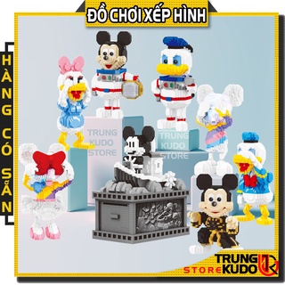 Mô hình Mickey và Vịt Donald có đèn dạng đồ chơi lắp ráp Chuột Mickey làm quà tặng đồ trang trí home decor