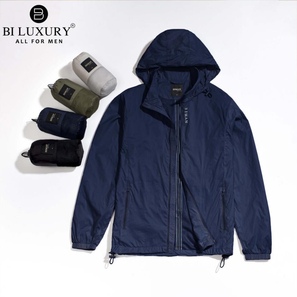 Áo khoác gió nam Biluxury 4AG1T001 có mũ một lớp chống gió chống nước nhẹ đi nắng đi mưa -bt1 '