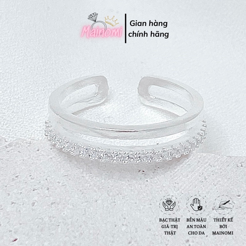 Nhẫn kép freesize hàng đá hàng trơn độc đáo Mainomi Shop Bạc Xinh sang xịn