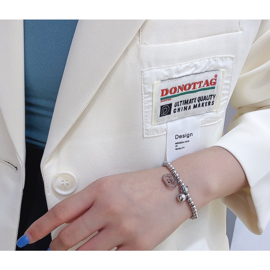 Vòng Đeo Tay Bằng Thép Titan Họa Tiết Chữ GG Và Logo Gucci Thiết Kế Tinh Tế