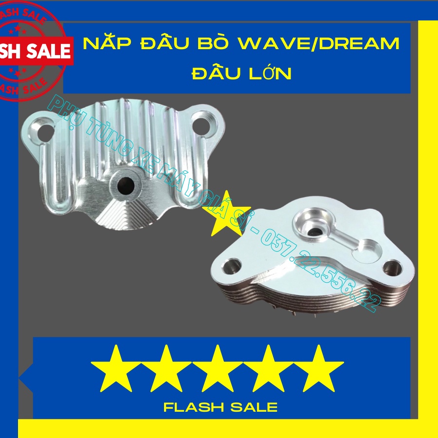 Nắp đầu bò Wave/Dream đầu lớn 5 món nhôm CNC