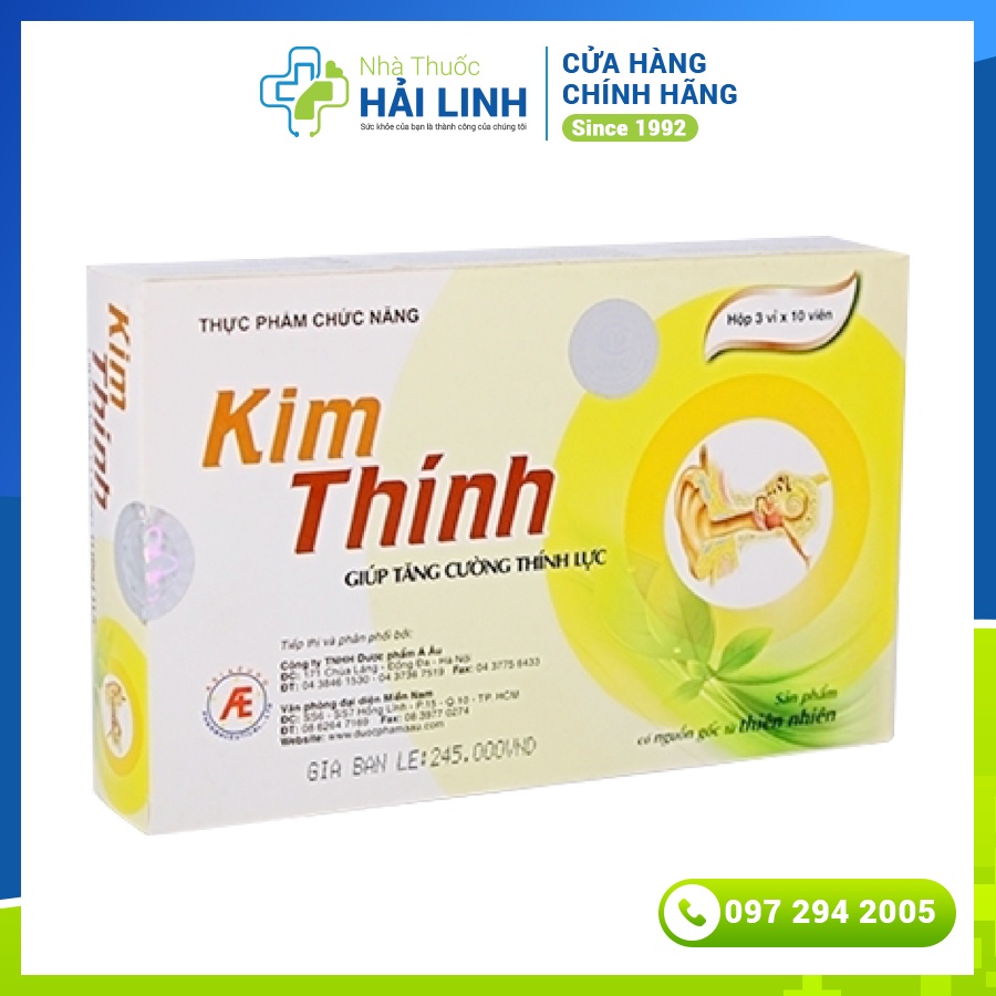 Kim Thính ⚡Mua 6 tặng 1⚡Hộp 30 viên, Hộp 30 viên platinum Giúp tăng cường thính lực, cải thiện ù tai ve kêu