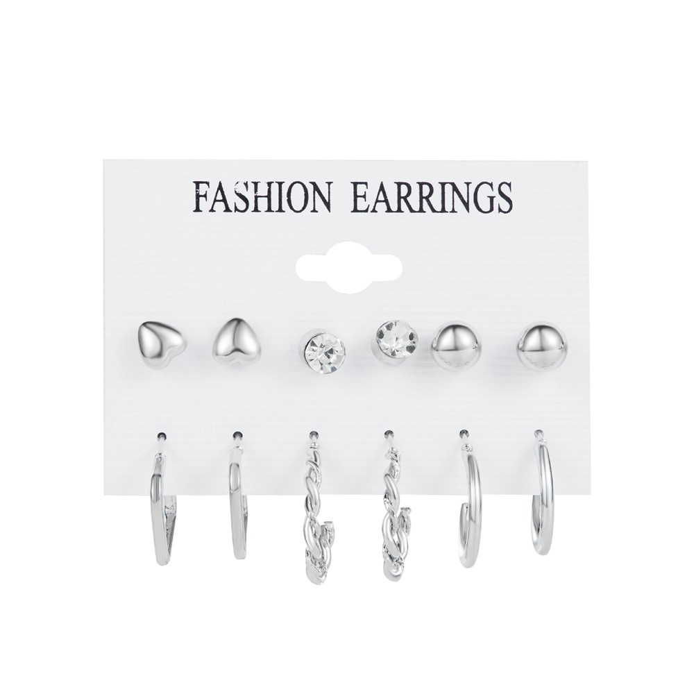 Set khuyên tai bạc đính đá thời trang cho nữ tùy chọn số lượng
