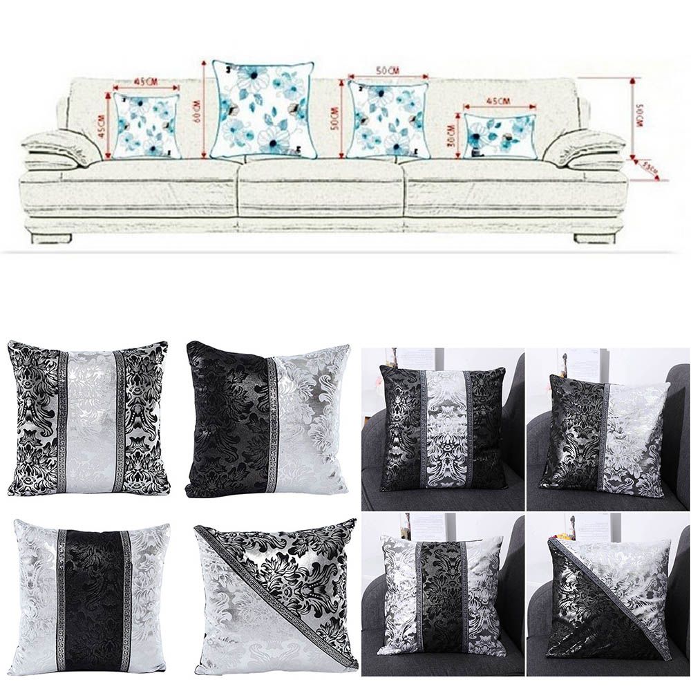 Vỏ bọc ghế trang trí ghế sofa bằng cotton linen in hoa màu đen