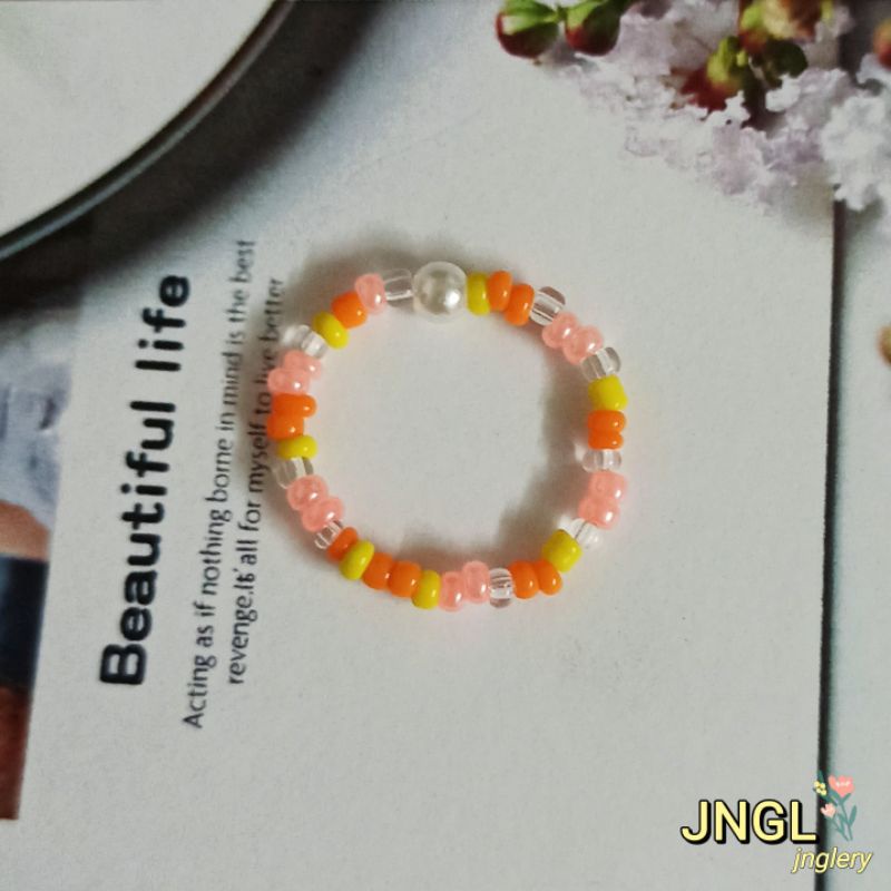 Nhẫn hạt cườm theo tông màu nhiều mẫu 2mm|beads ring