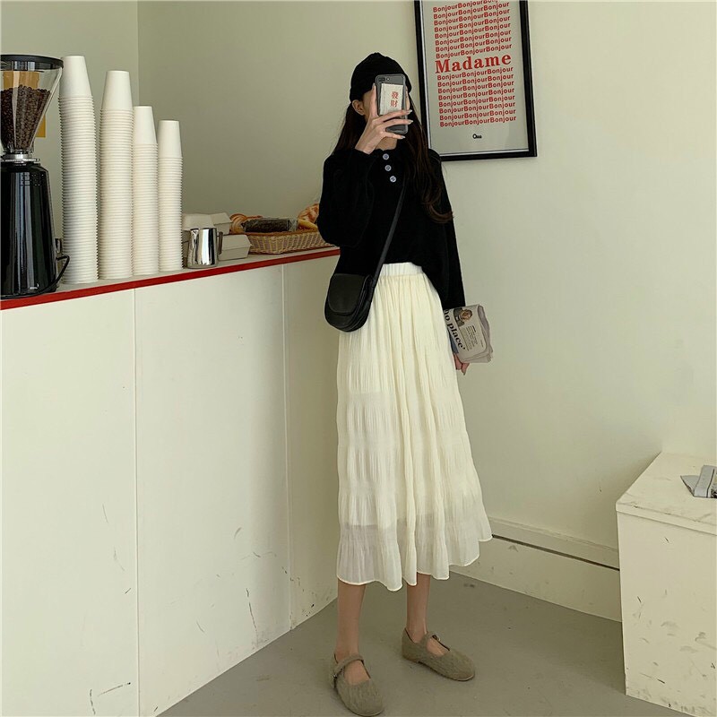 Chân váy dài chất nhăn Quảng châu hàng đẹp