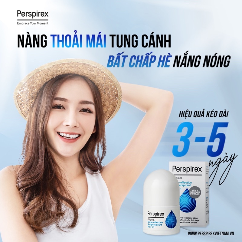 Lăn khử mùi Perspirex Original: khử mùi hôi nách, giảm tiết mồ hôi loại vừa