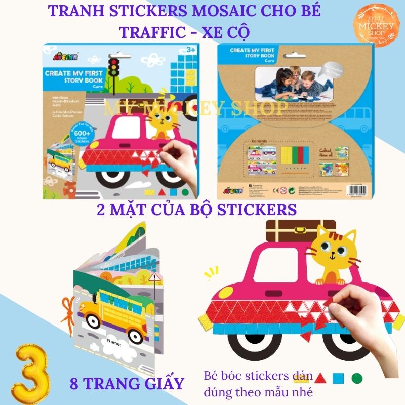 Trò chơi tranh dán Mosaic Sticker bằng foam nhiều chủ đề cho bé từ 3 4 5 tuổi chính hãng Avenir My Mickey Shop