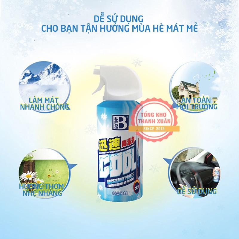 Bình Xịt Làm Lạnh Tức Thời Ô Tô Xe Máy ❤️RẺ VÔ ĐỊCH❤️ Bình Xịt Làm Lạnh Nhanh Khử Mùi Hiệu Quả Instant Freeze Cool 180ml | BigBuy360 - bigbuy360.vn