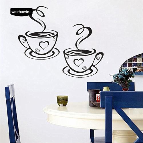 Nhãn dán tường hình tách cà phê độc đáo