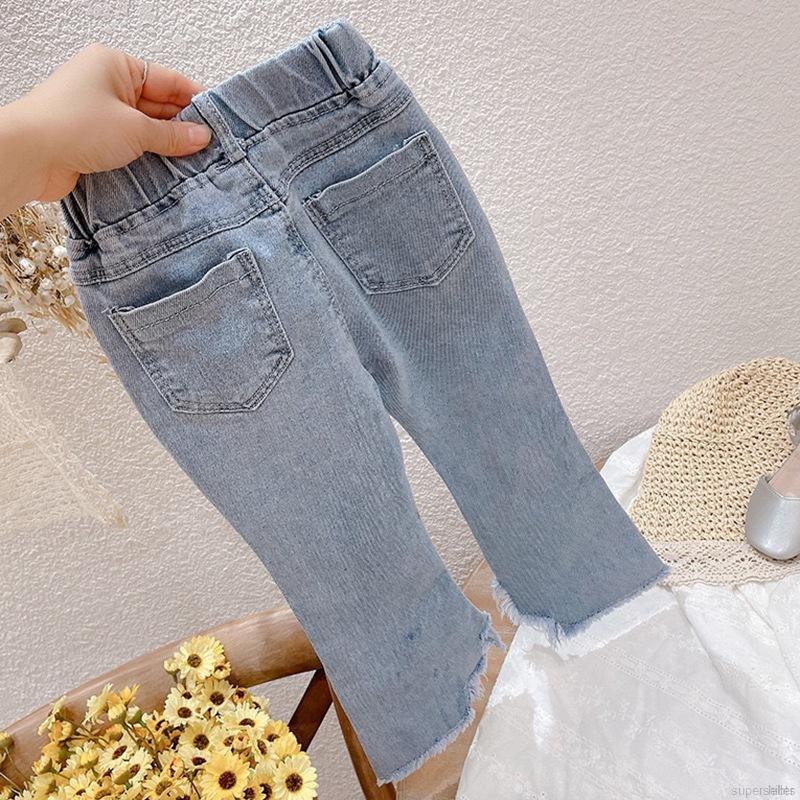 Quần Jeans Đính Hạt Phong Cách Hàn Quốc Cho Bé 3-8 Tuổi