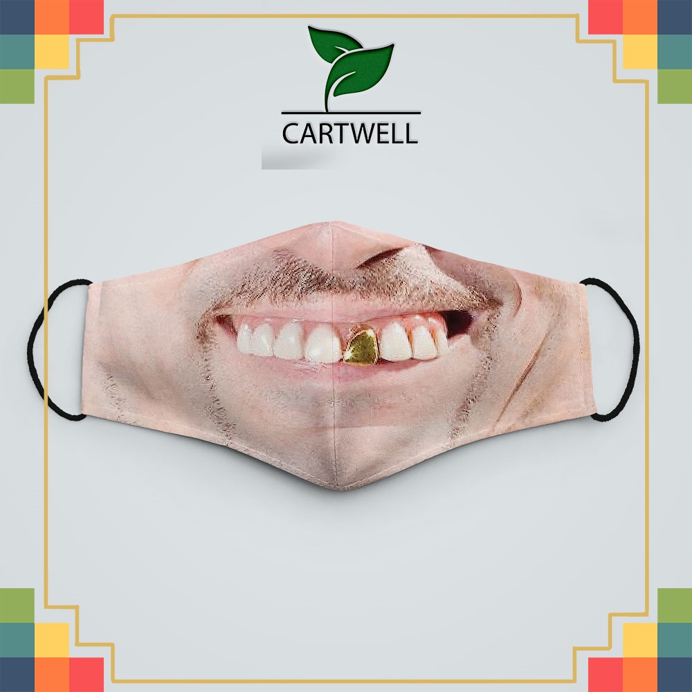 khẩu trang in hình miệng Mặt Người_1217 CARTWELL vải poly cotton 100%, ngăn bụi, kháng khuẩn, bảo vệ toàn diện
