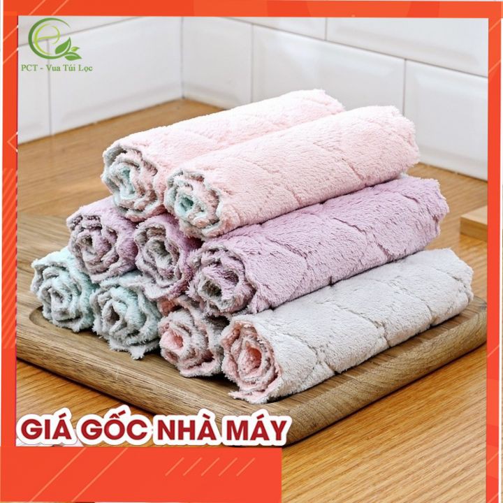 Khăn lau 2 mặt bằng vài bông cao cấp, thấm nước - VUA BAO BÌ