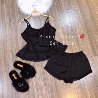 BỘ LỤA SATIN 2 DÂY REN BÈO