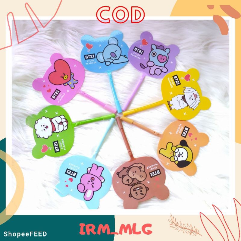 Quạt Cầm Tay In Hình Nhân Vật Bt21 Bts