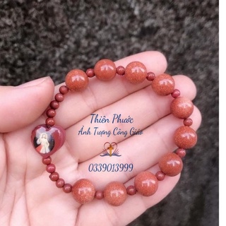 Vòng tay mân côi - chuỗi tràng hạt đeo tay kim sa đá 10ly